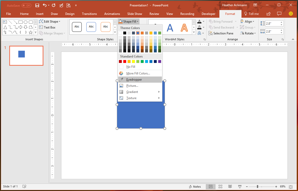 use eyedropper to match colors in powerpoint for mac